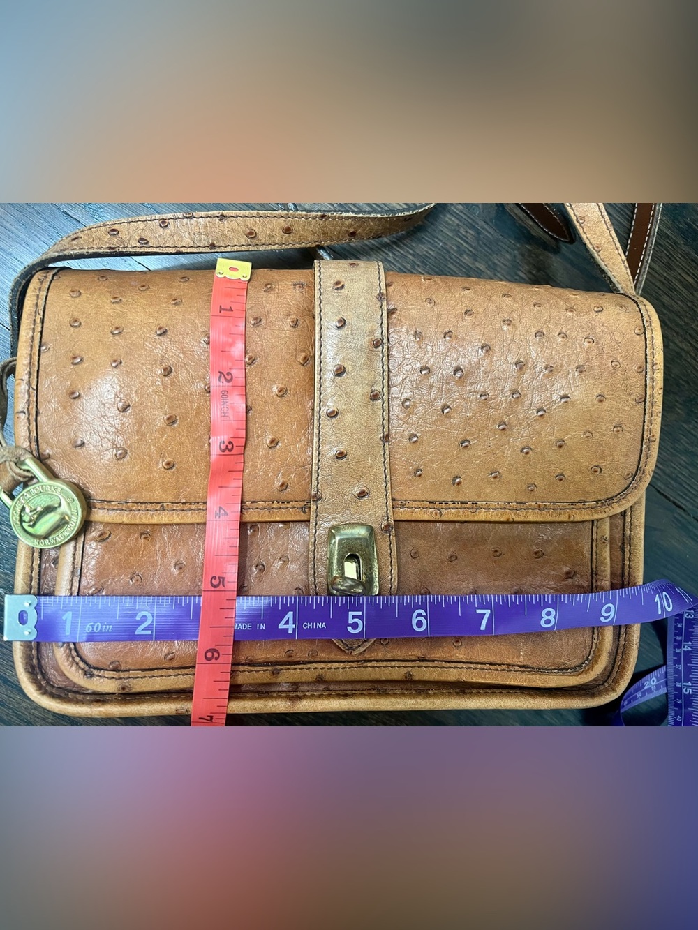 Vintage Dooney & Bourke All Weather Ostrich Crossbody Shoulder Bag USA - Picture 7 of 7